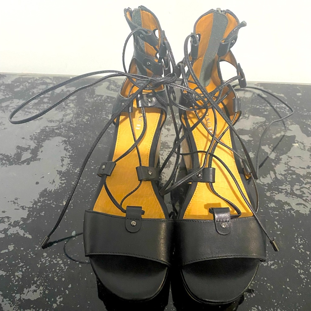 【Coach】Lace up wedged sandals - New